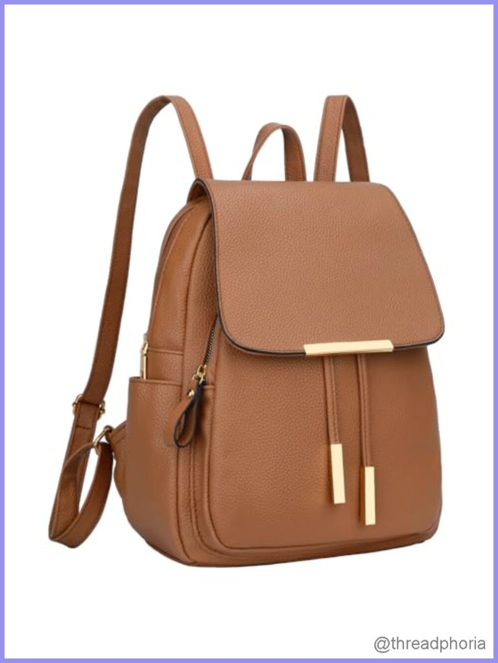 Women's Faux Leather Backpack Purse with 7 Pockets, Adjustable Straps, Fits iPad